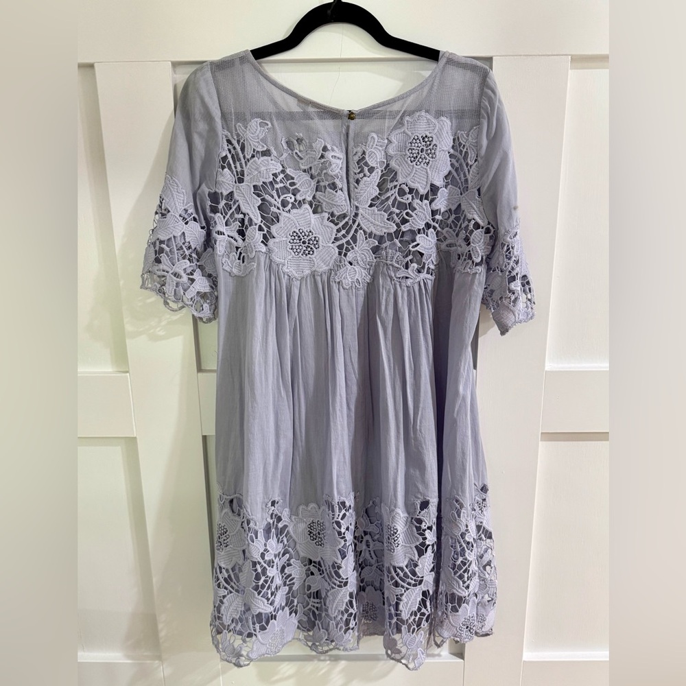 Anthropologie Holding Horses Magnolia Lace Dress Lilac US 10 Boho Lace Mini - Picture 13 of 13